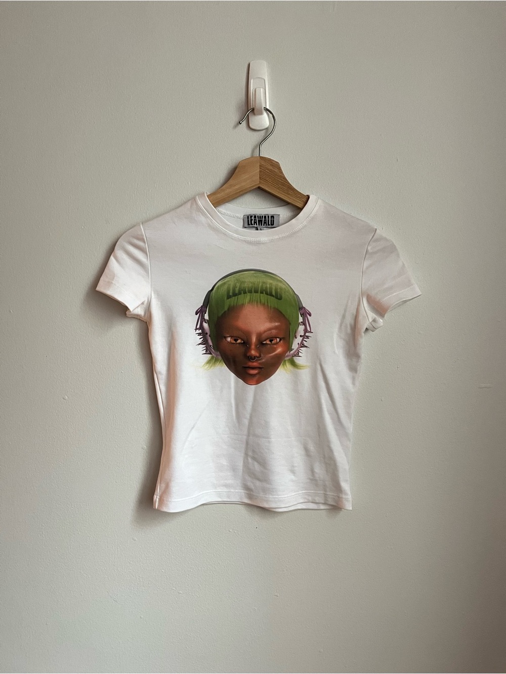 White Graphic Tank with Green-Accented Illustration